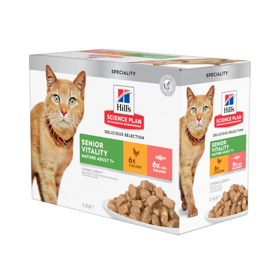 Hill's SP Feline Senior Vitality Pollo y Salmón 85 g Pack 12 udes