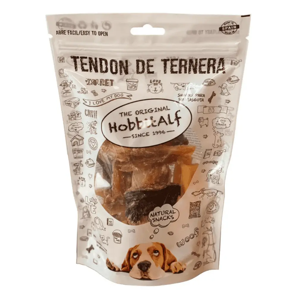 Hobbitalf Tendón de Ternera Extra Puntas 150 g Snack Natural para Perros