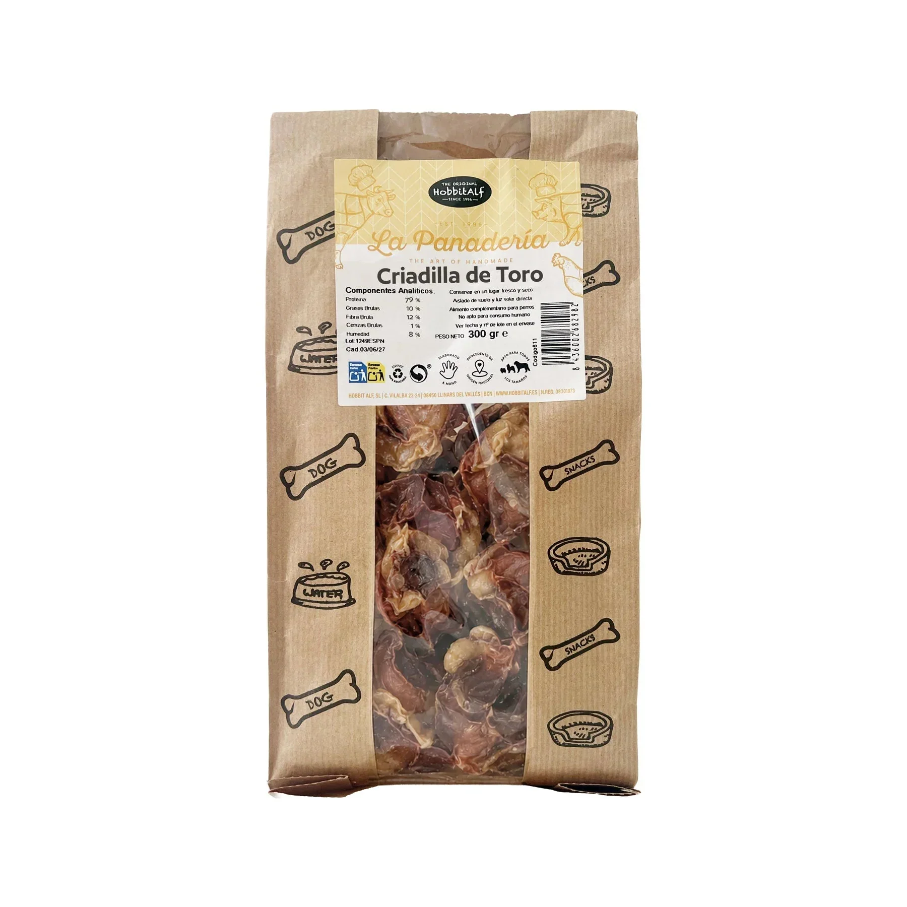 Hobbitalf Criadillas de Toro Snack Natural para Perros