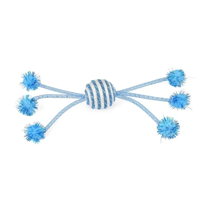 Juguete Gato Pelota con Pompones Azul