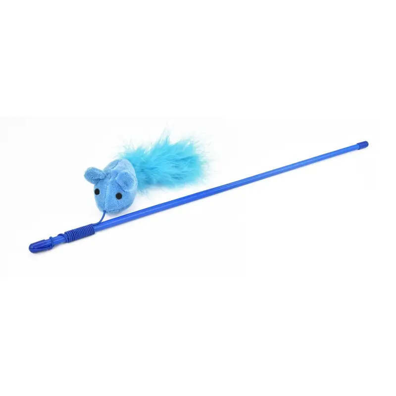 Juguete Gato Vara Ratón con Pluma 48 cm