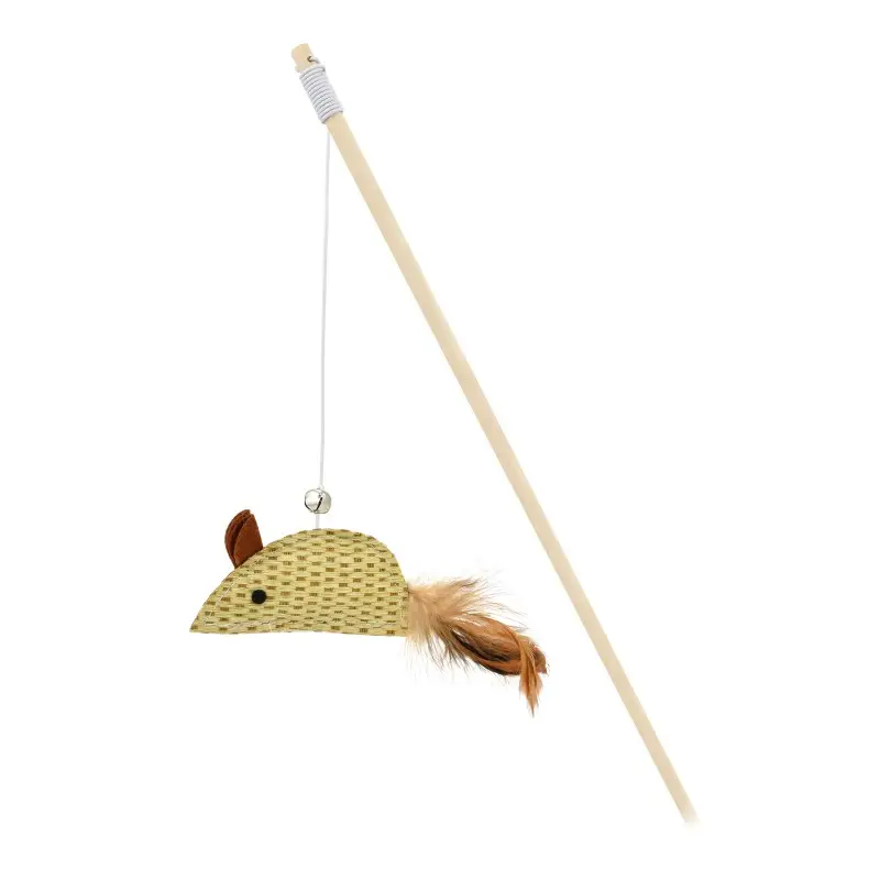Juguete Gato Vara con Raton Papirus y Pluma 40 cm