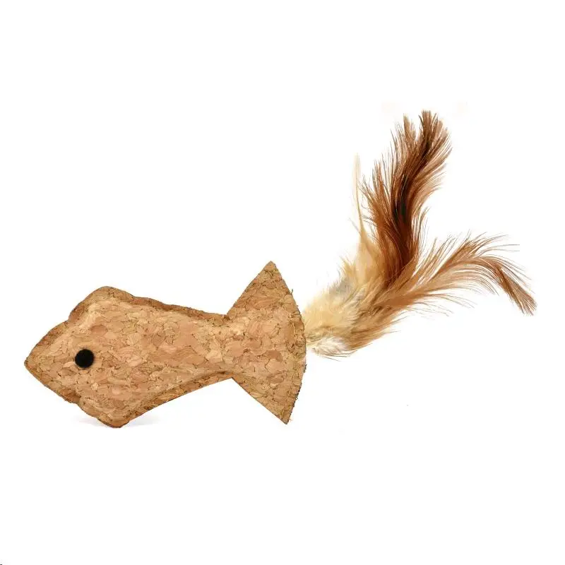Juguete Gatos Nayeco Pez de Corcho con Pluma 9,5 cm