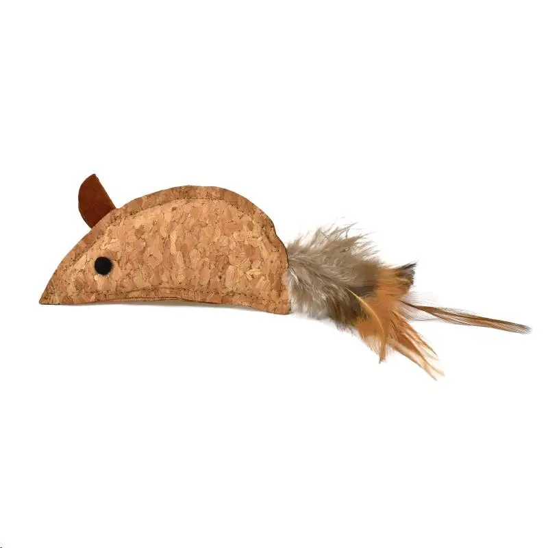 Juguete Gatos Nayeco Raton de Corcho con Pluma 9 cm