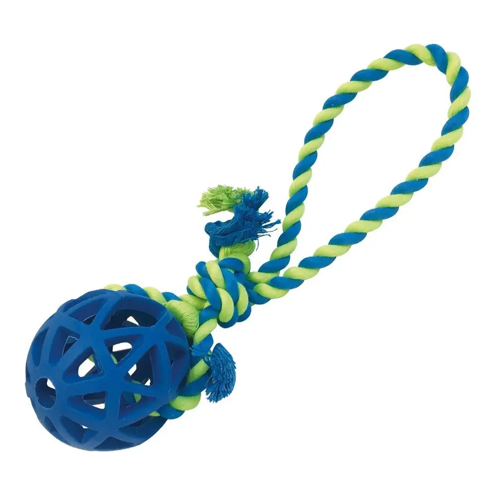 Juguete Perro Bola Rejilla Goma con Cuerda 7X30 cm