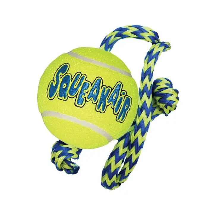 KONG Medium Squeakair Tennis Ball With Rope (Ast21)