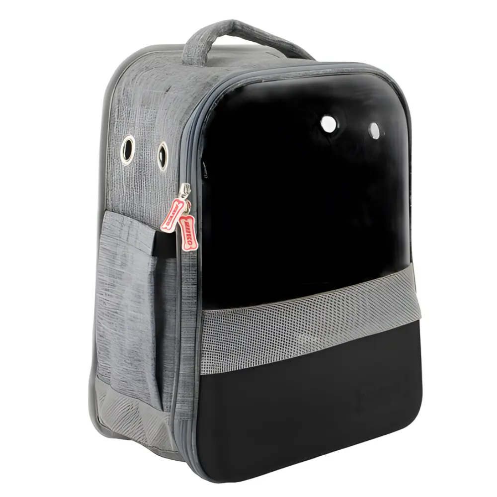 Mochila Para Mascotas con Ventana Gris 32X23X43 cm