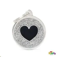 My Family Círculo Gris Grande Purpurina Corazon Negro Glo7 gey