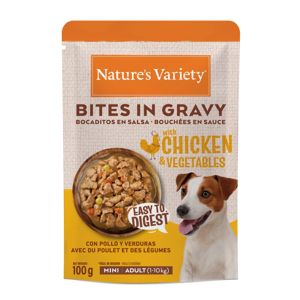 Nature's Variety Bocaditos en Salsa Pollo y Verduras Comida Húmeda para Perros Mini