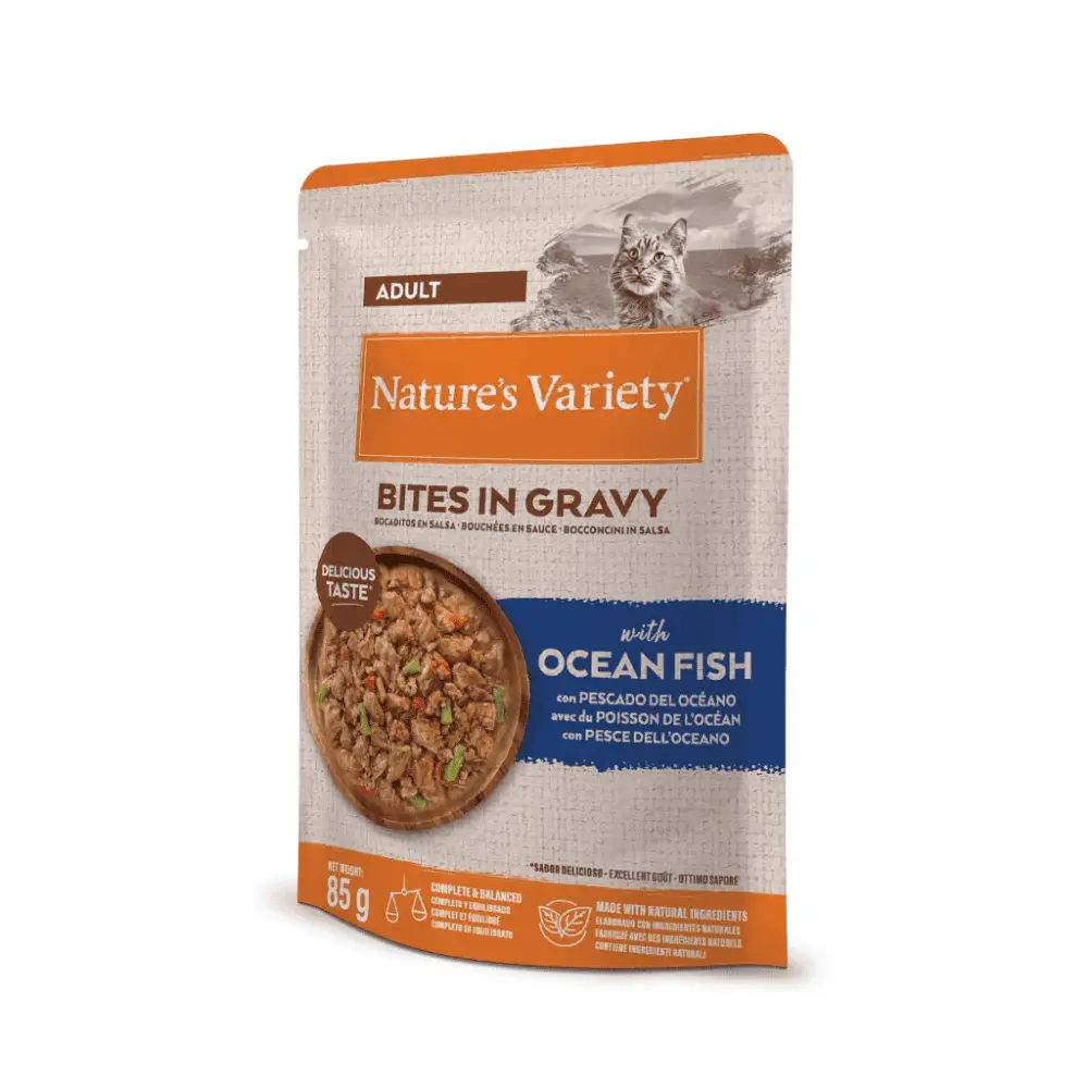 Nature'S Variety Bocaditos en Salsa Ocean Fish 85gr Húmeda para Gatos