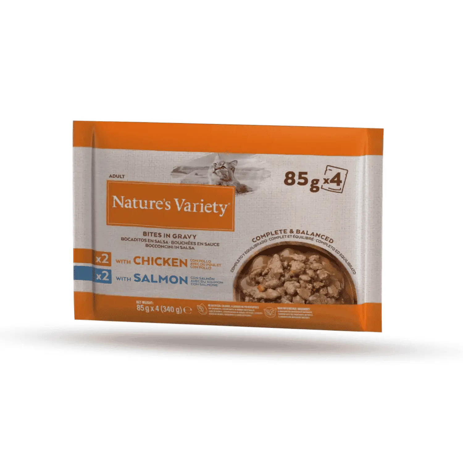 Nature'S Variety Cat Pack 4 Bocaditos en Salsa con Pollo y Salmón 85 g