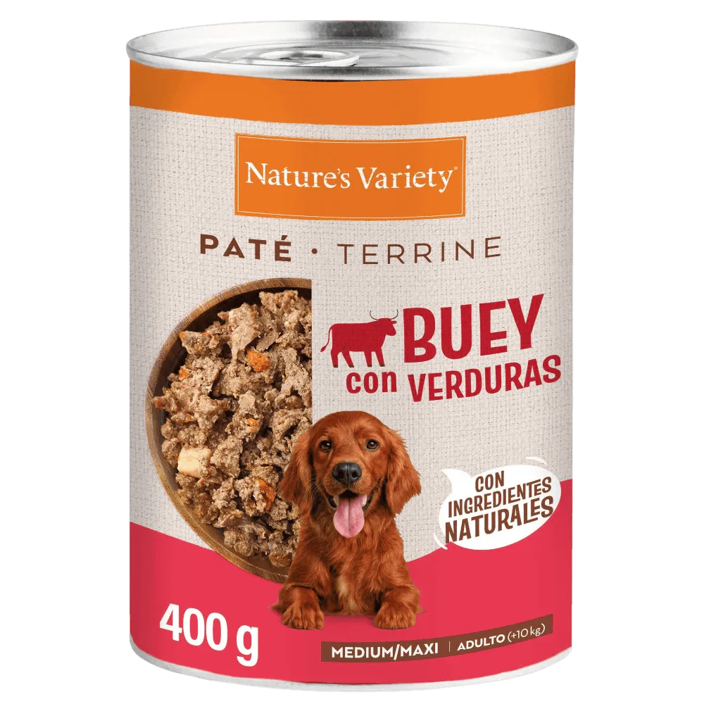 Nature's Variety Paté de Buey con Verduras Lata Húmeda para Perros Med/Maxi