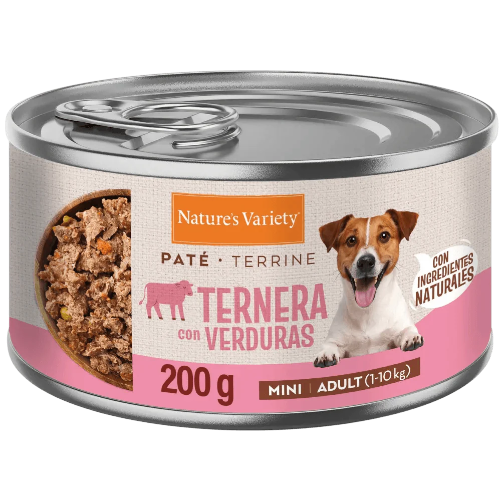 Nature's Variety Paté de Ternera con Verduras Lata Húmeda para Perros Mini