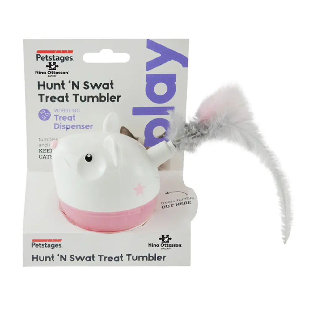 Nina Ottosson Hunt & Swat Ratón con Plumas Dispensador para gatos