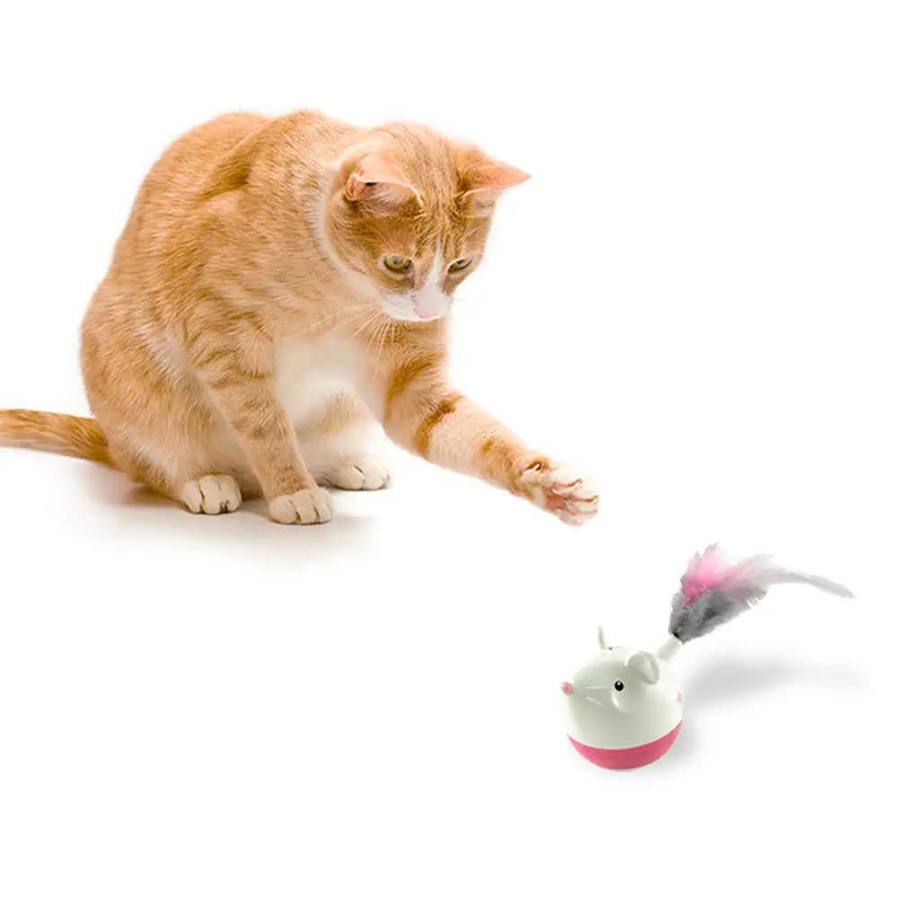 Nina Ottosson Hunt & Swat Ratón con Plumas Dispensador para gatos - Image 2