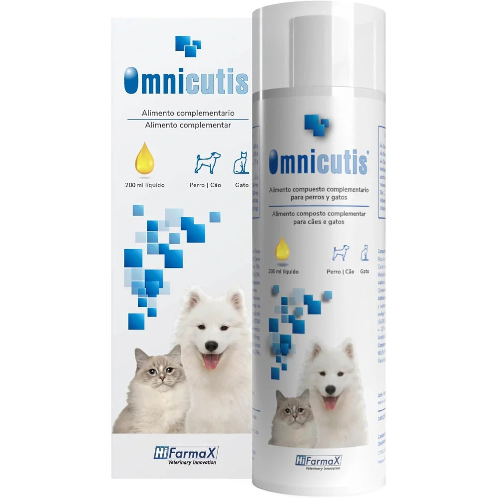 Omnicutis Líquido 200 ml Suplemento con Vitaminas, Zinc, Omega 3 y MSM para Perros y Gatos