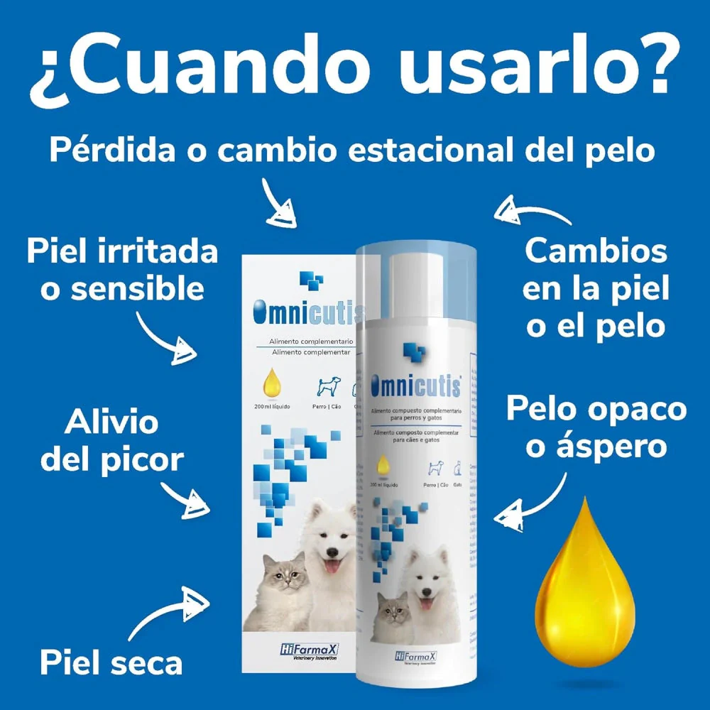 Omnicutis Líquido 200 ml Suplemento con Vitaminas, Zinc, Omega 3 y MSM para Perros y Gatos - Image 4