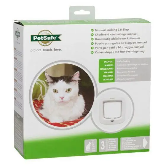 Petsafe Puerta Gatos Bloqueo Manual Blanca