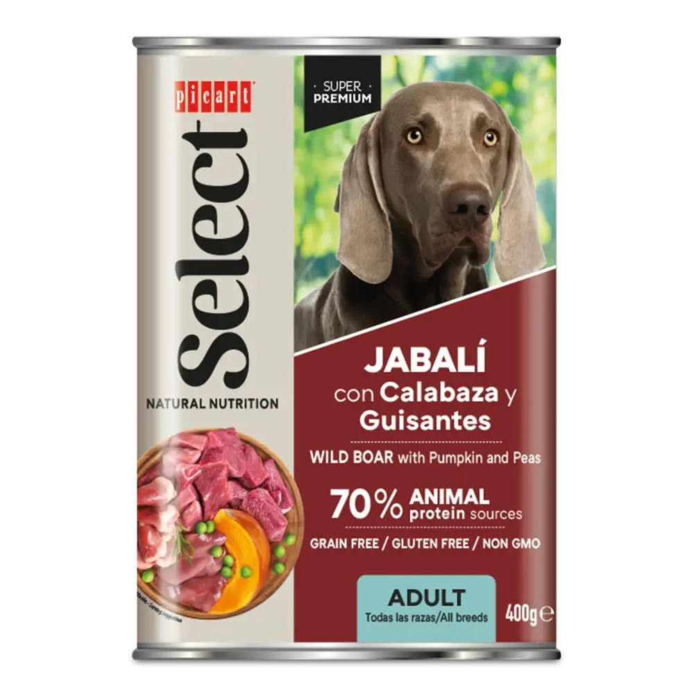 Picart Select Adult Jabalí con Calabaza Lata Comida Húmeda para Perros