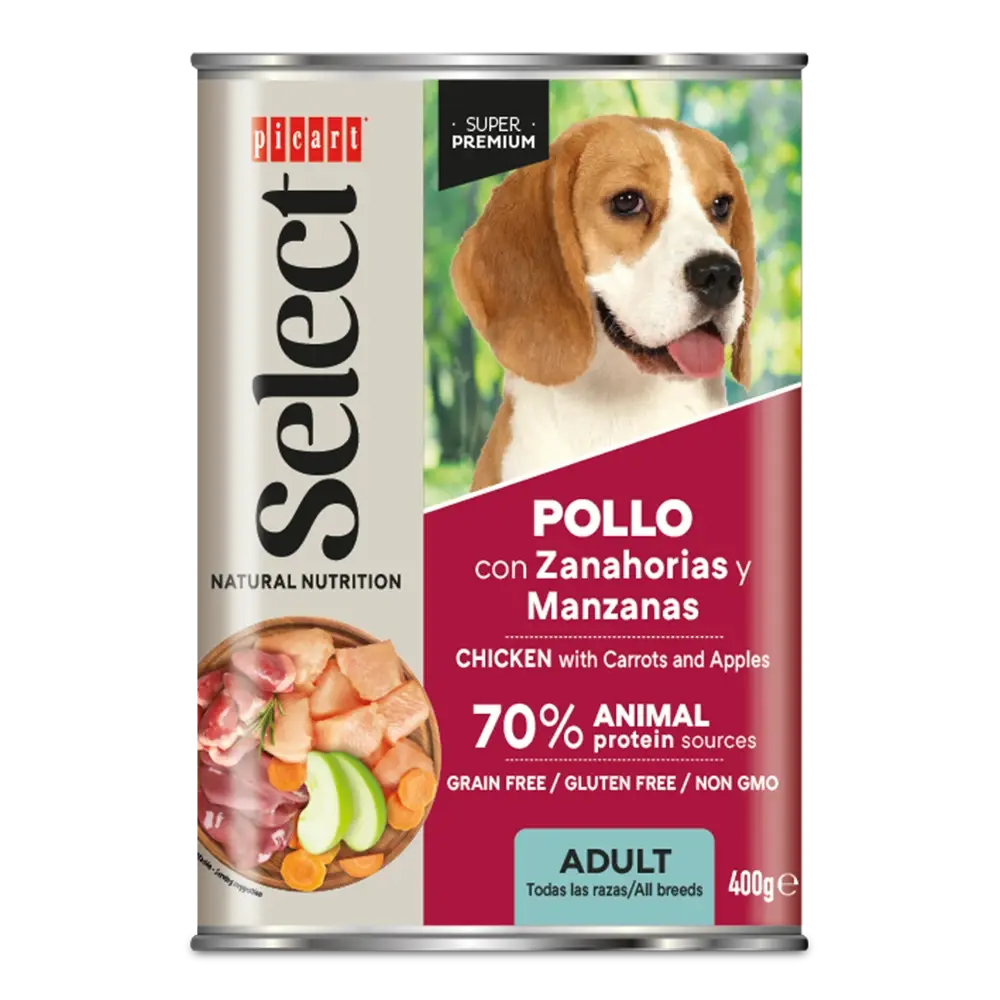 Picart Select Adult Pollo con Zanahorias Lata Comida Húmeda para Perros