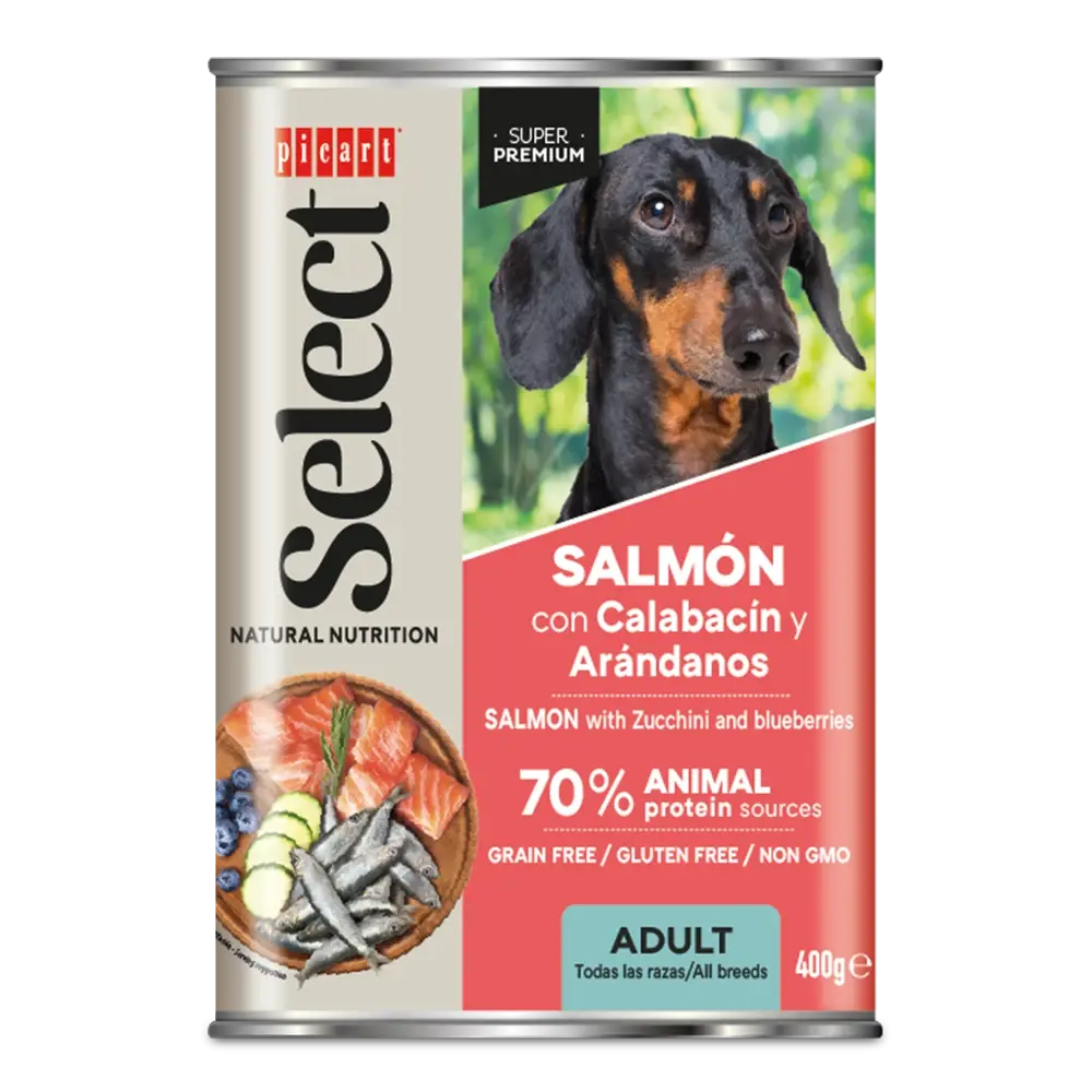 Picart Select Adult Salmón con Calabacines Lata Comida Húmeda para Perros
