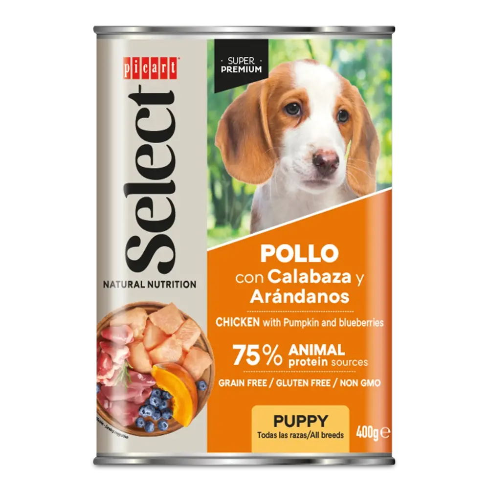 Picart Select Puppy Junior Pollo con Calabaza Lata Comida Húmeda para Cachorros