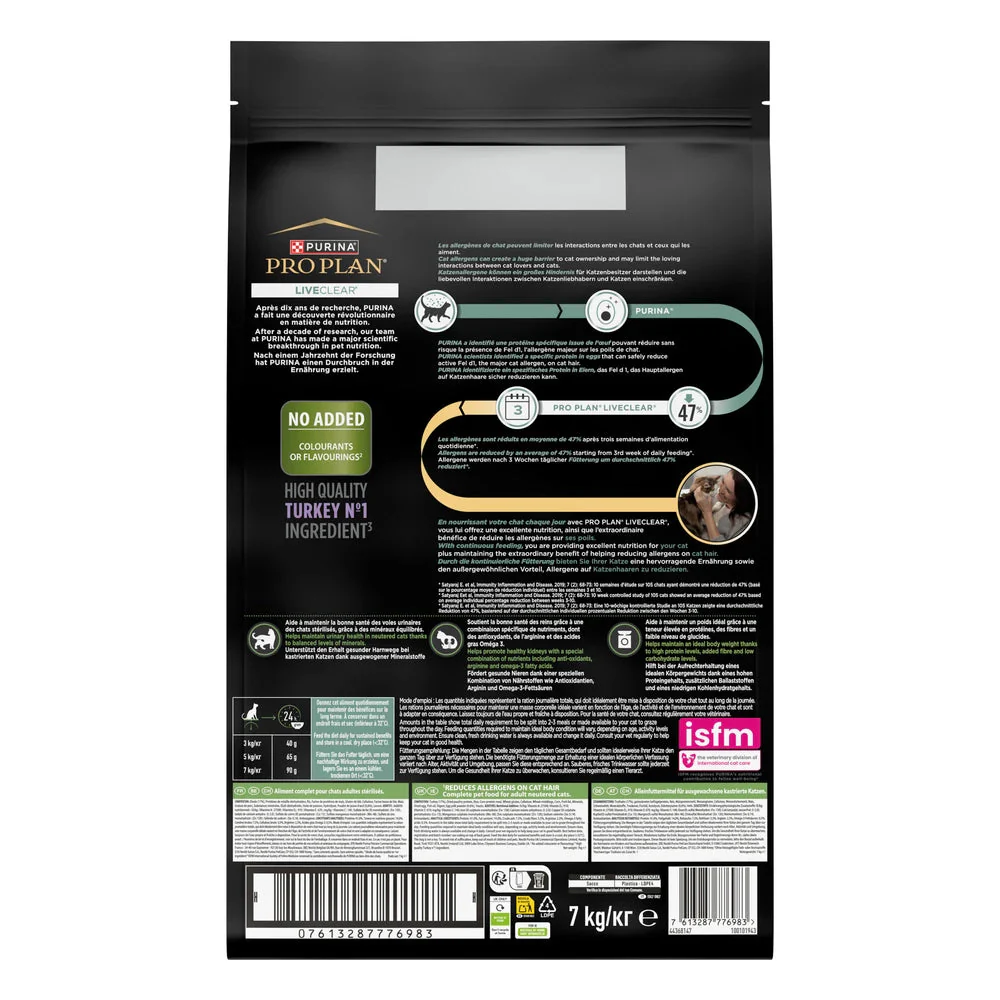 Pro Plan LiveClear Sterilised Adult Pavo Pienso Reduce Alérgenos sobre el Pelo del Gato - Image 2