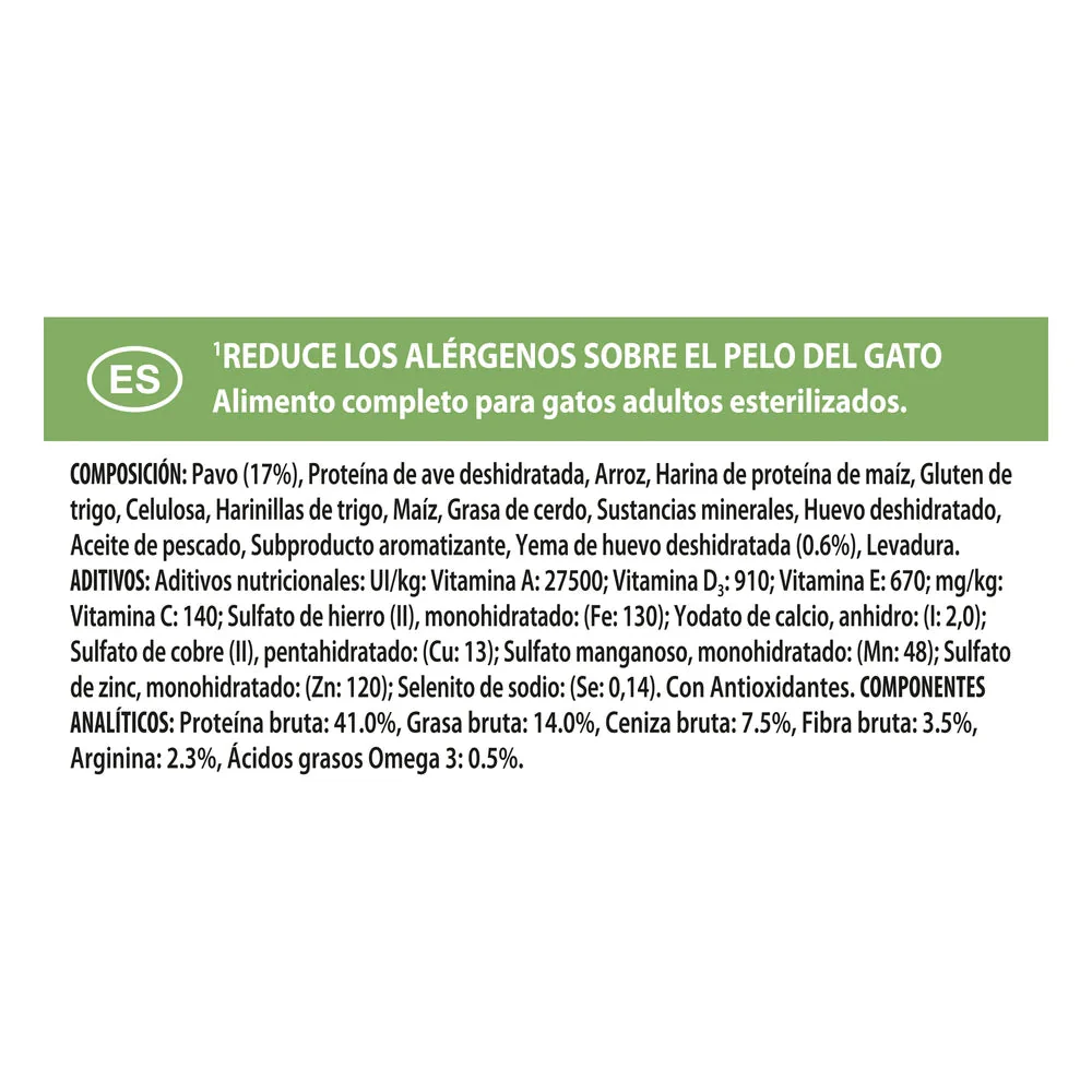 Pro Plan LiveClear Sterilised Adult Pavo Pienso Reduce Alérgenos sobre el Pelo del Gato - Image 3