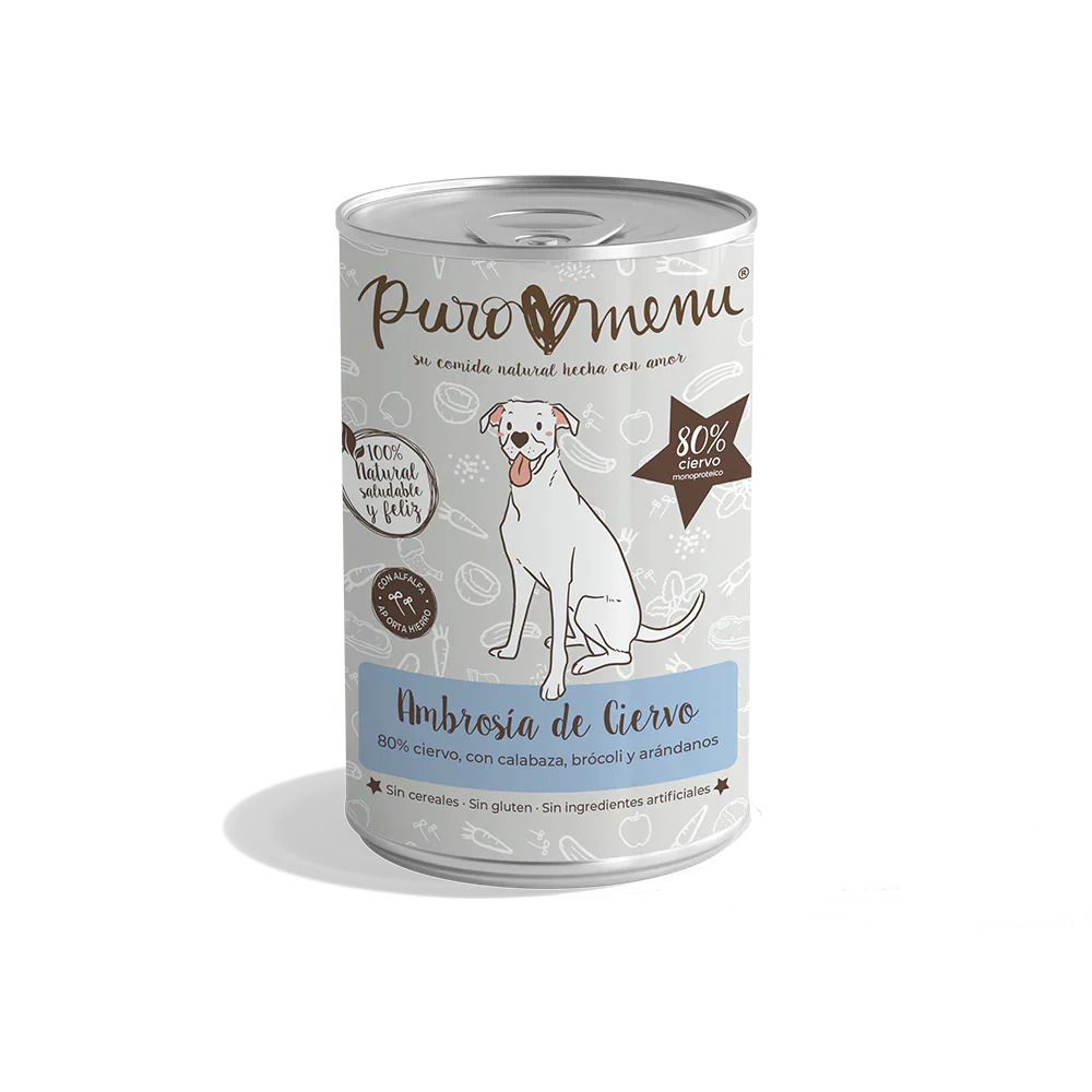 Puro Menú Ambrosía de Ciervo Lata Comida Húmeda para Perros