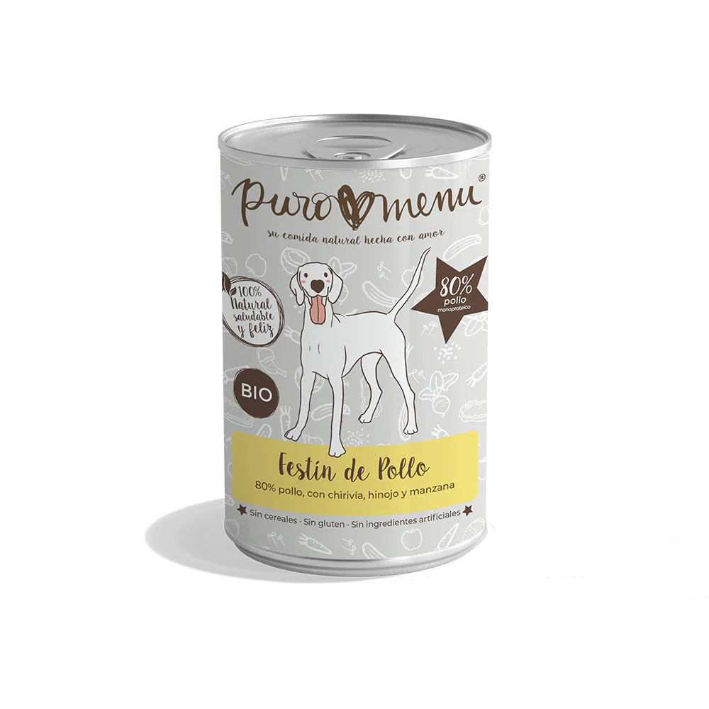 Puro Menú BIO Festín de Pollo Lata Comida Húmeda para Perros