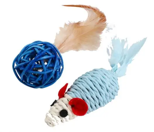 Raton Sisal + Pelota de Plumas 4X7 cm
