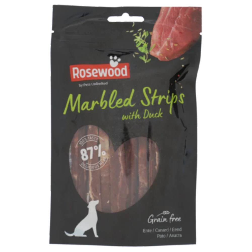 Rosewood Snack Marbled Strips de Pato para Perros