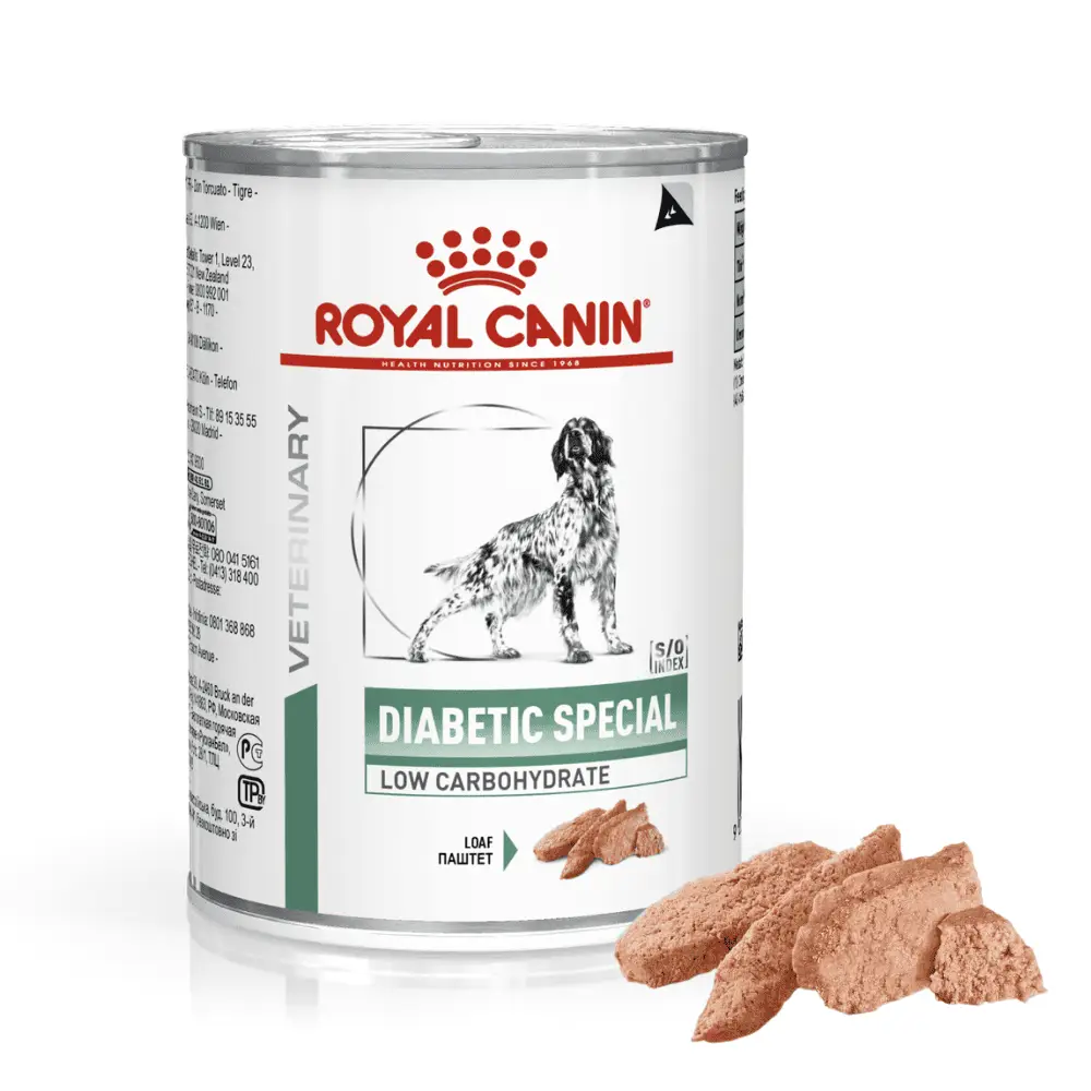Royal Canin Veterinary Diabetic Special Paté Low Carbohydrate 410 g Dieta Veterinaria Húmeda para Perros