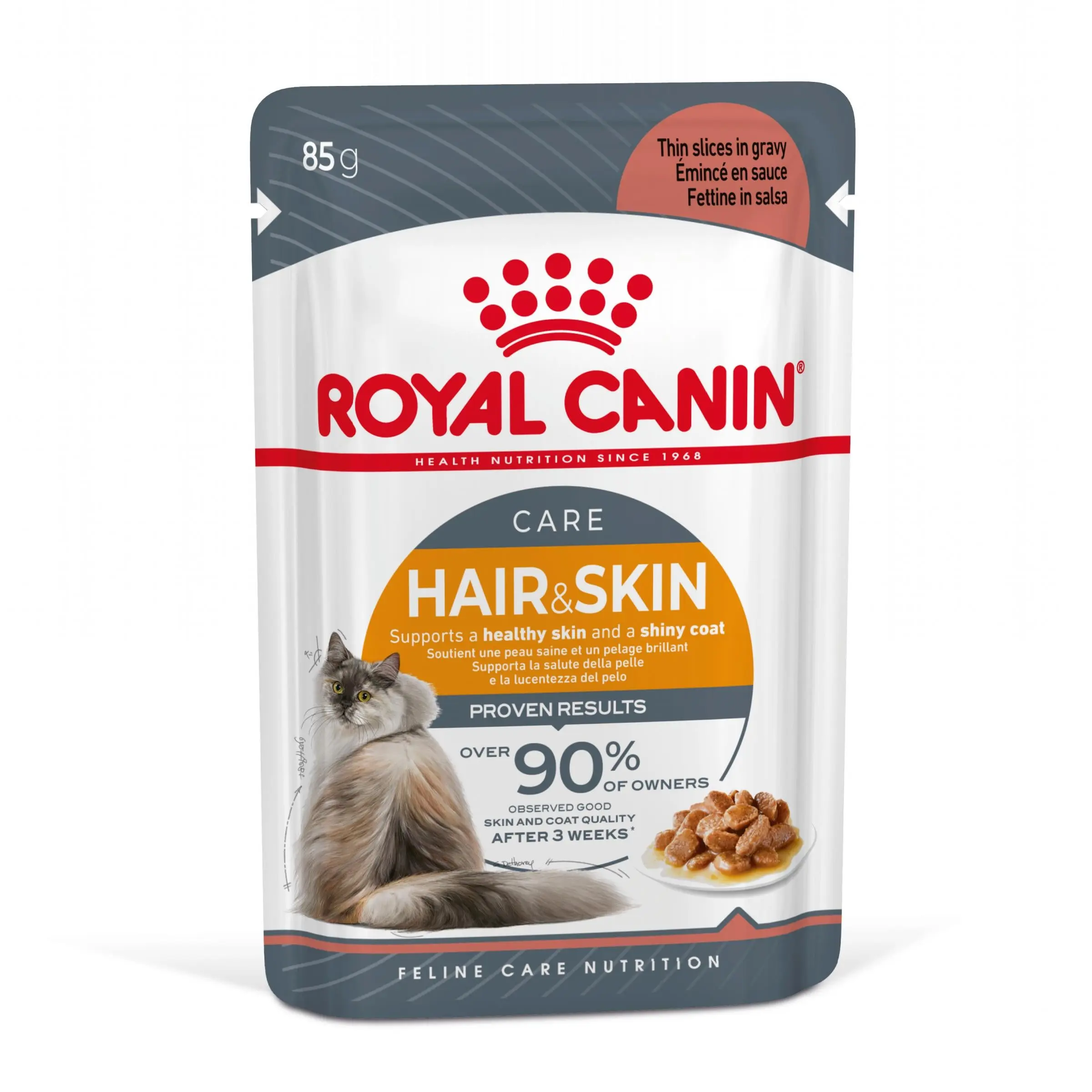 Royal Canin Hair & Skin Care Finas Láminas en Salsa 85 g Húmedo para Gatos