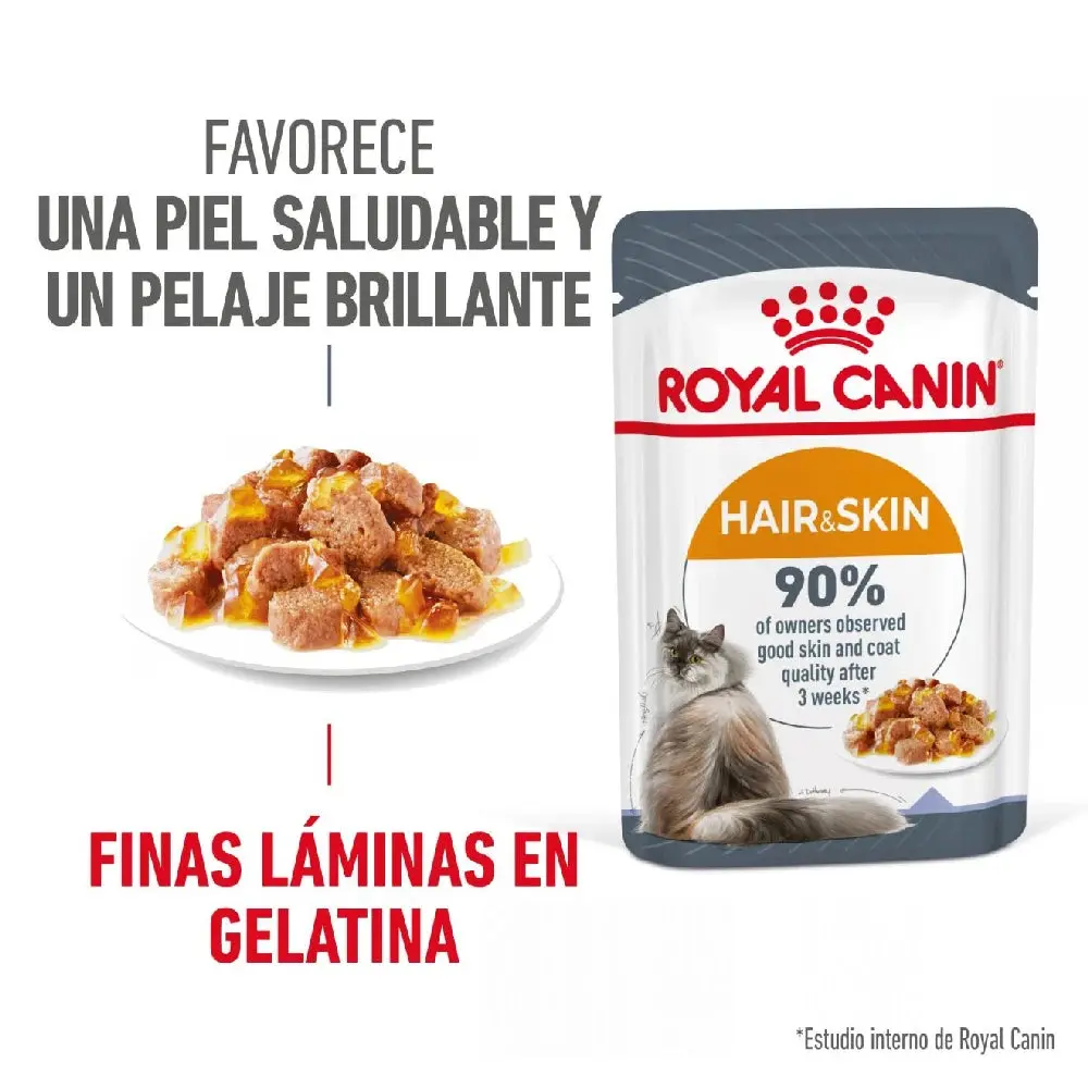 Royal Canin Hair & Skin Finas Láminas en Gelatina 85 g Comida Húmeda para Gatos - Image 5