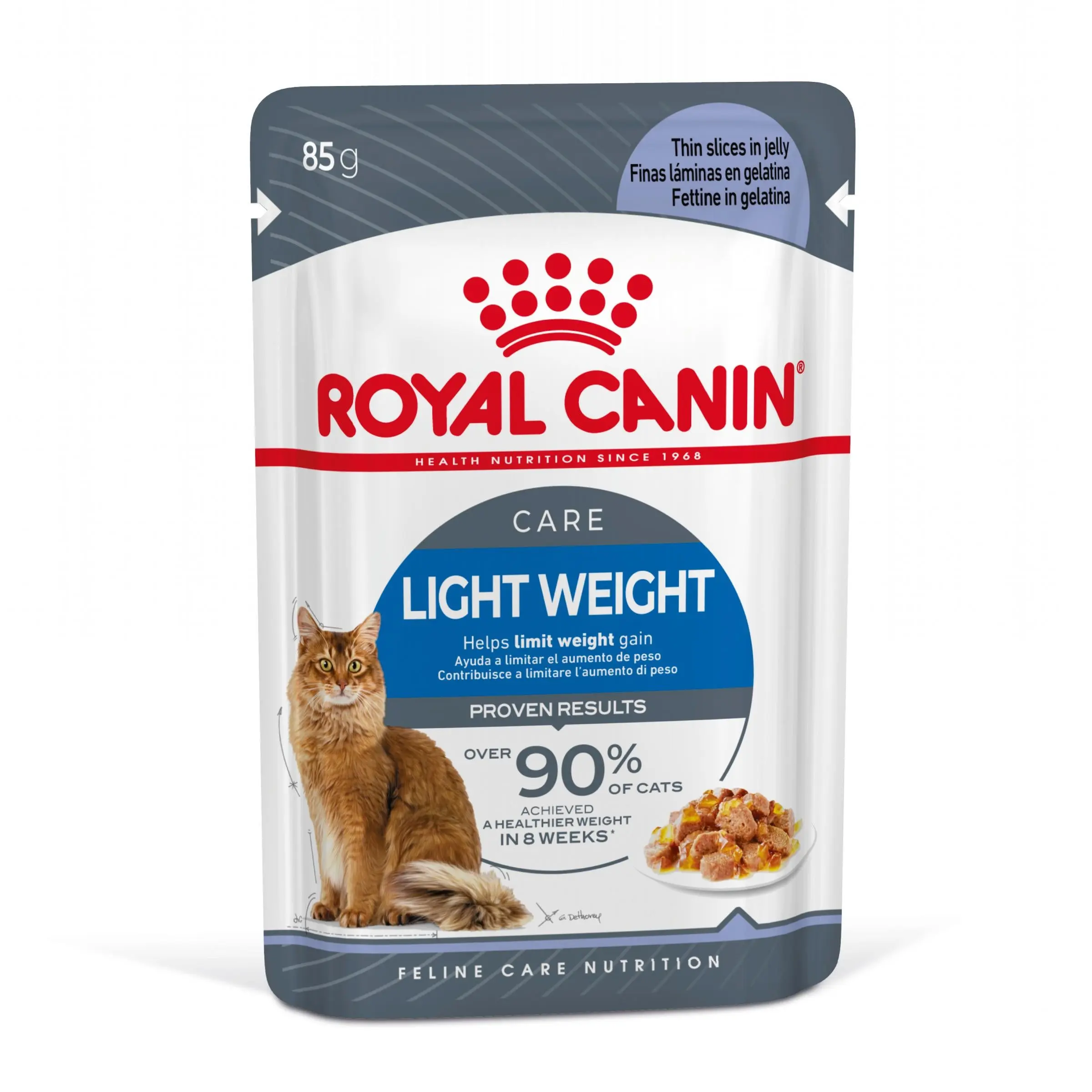 Royal Canin Light Weight Care Finas Láminas en Gelatina 85 g Húmedo para Gatos