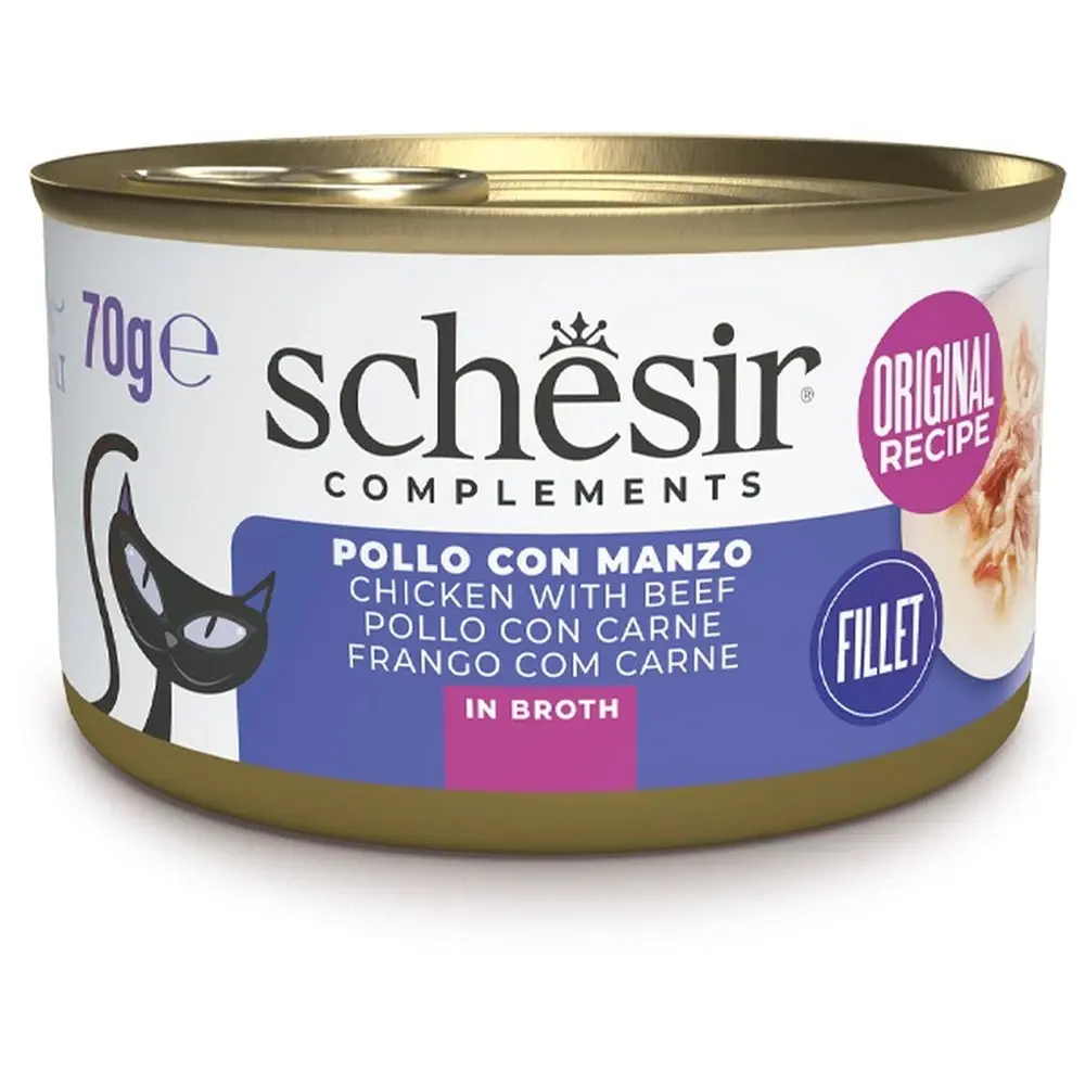 Schesir Lata de Gato Pollo y Buey con Arroz Comida Húmeda para Gatos