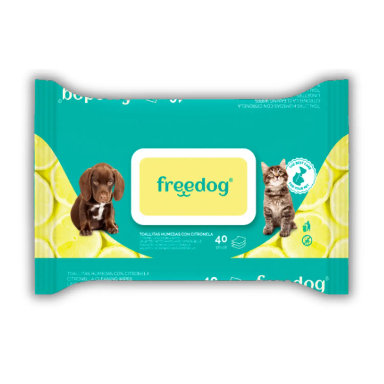 Toallitas Húmedas Citronela Freedog 40Udes 28X18 cm