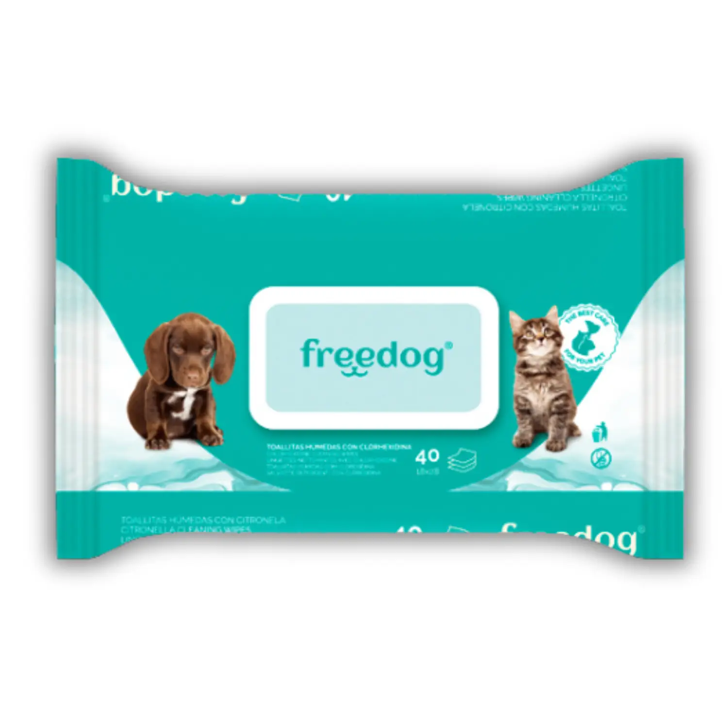 Toallitas Húmedas Clorhexidina Freedog 40Udes 28X18 cm