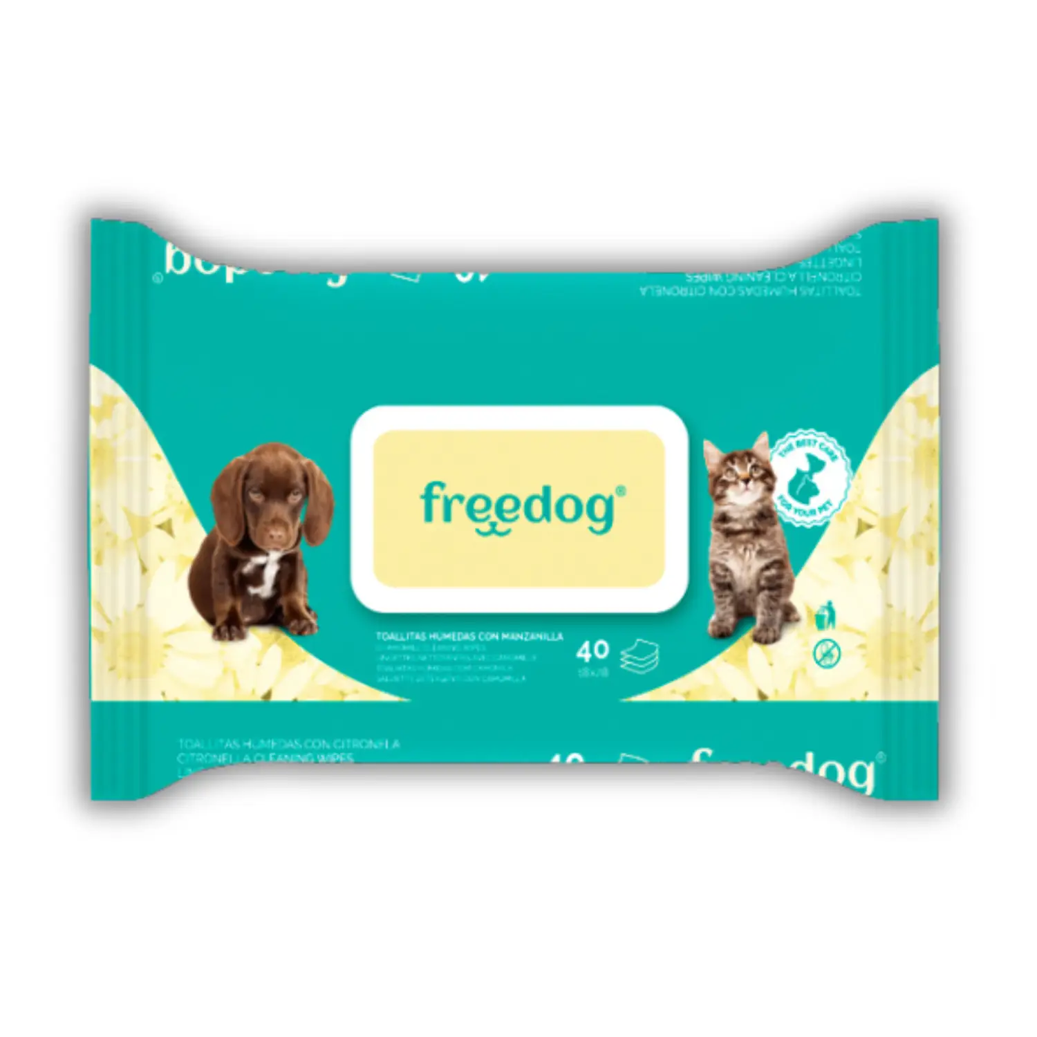 Toallitas Húmedas Manzanilla Freedog 40Udes 28X18 cm