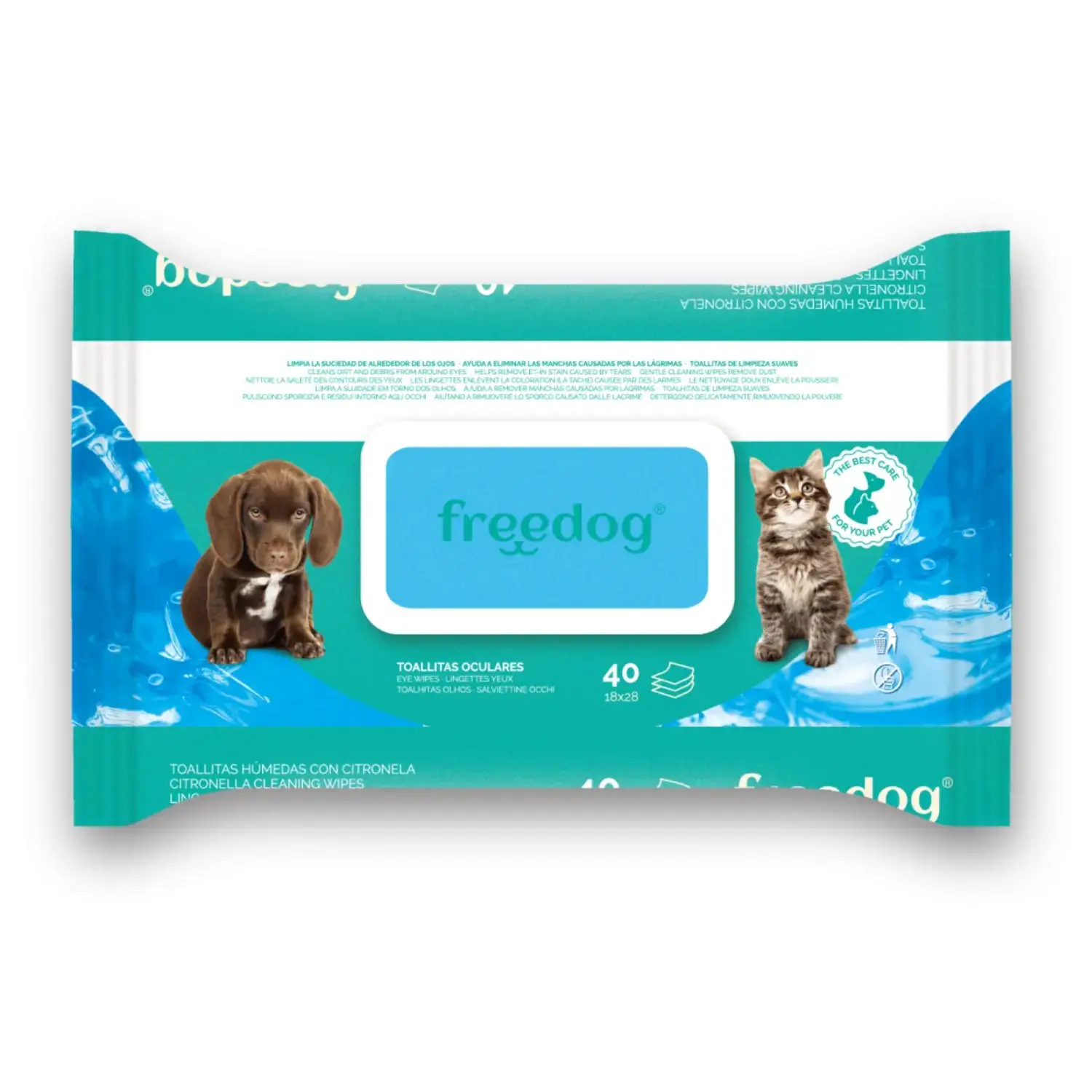 Toallitas Húmedas Oculares Freedog 40udes 28x18 cm