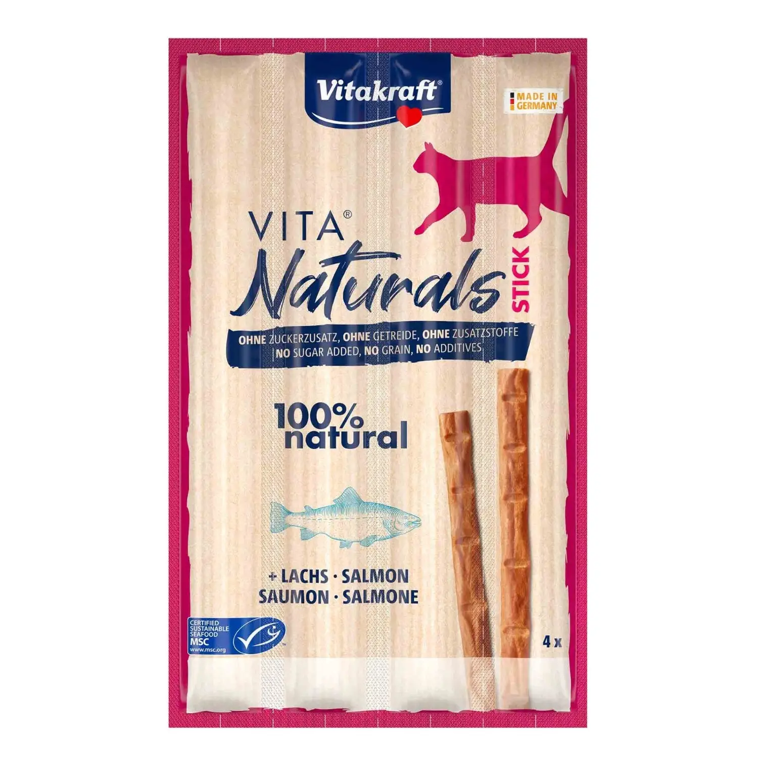 Vitakraft Vita Naturals Cat Stick Pack 4x5 g Sin Cereales