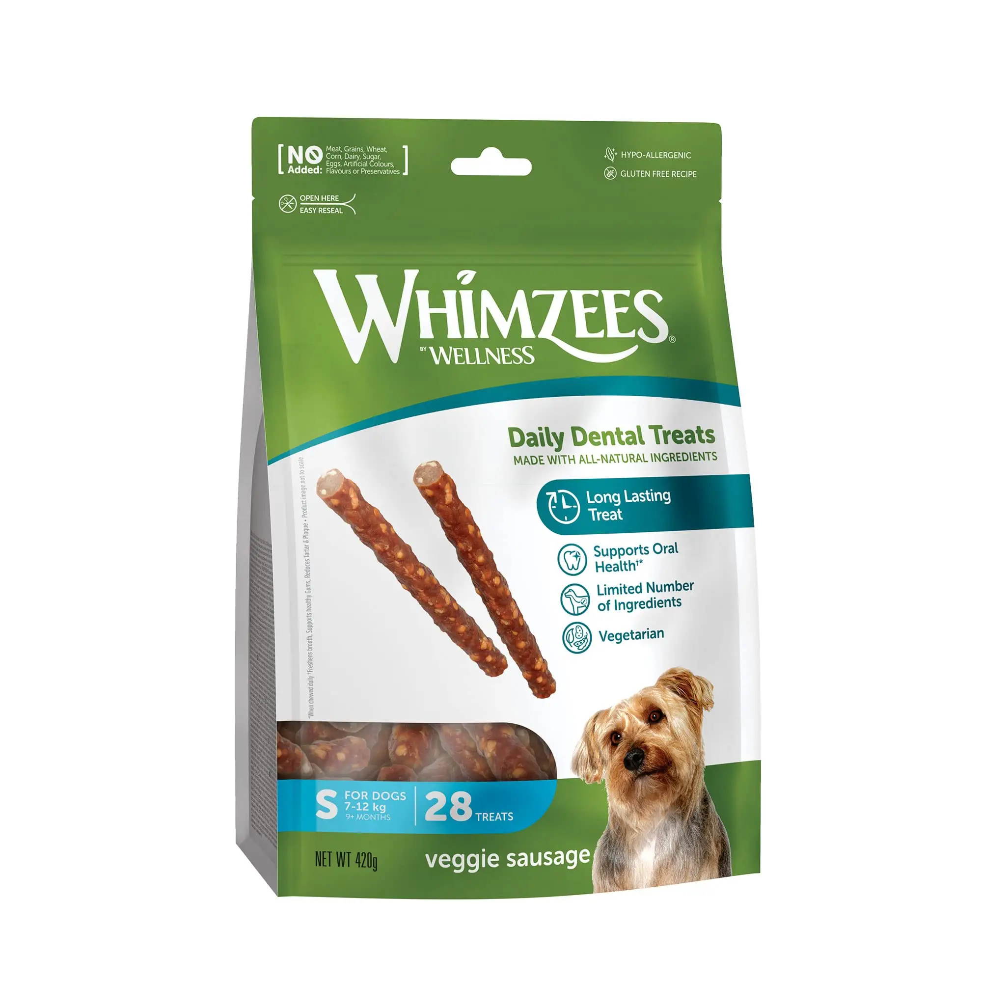 Whimzees Barritas Vegetarianas "S" Bolsa 28 uds
