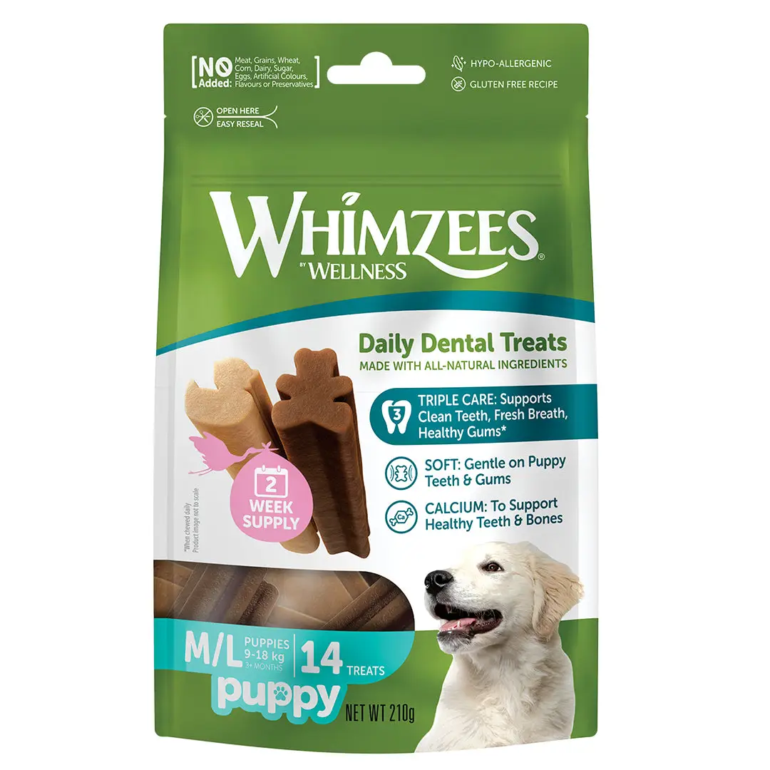 Whimzees Snacks Dentales para Cachorros Puppy Medianos/Grandes - 14 unidades
