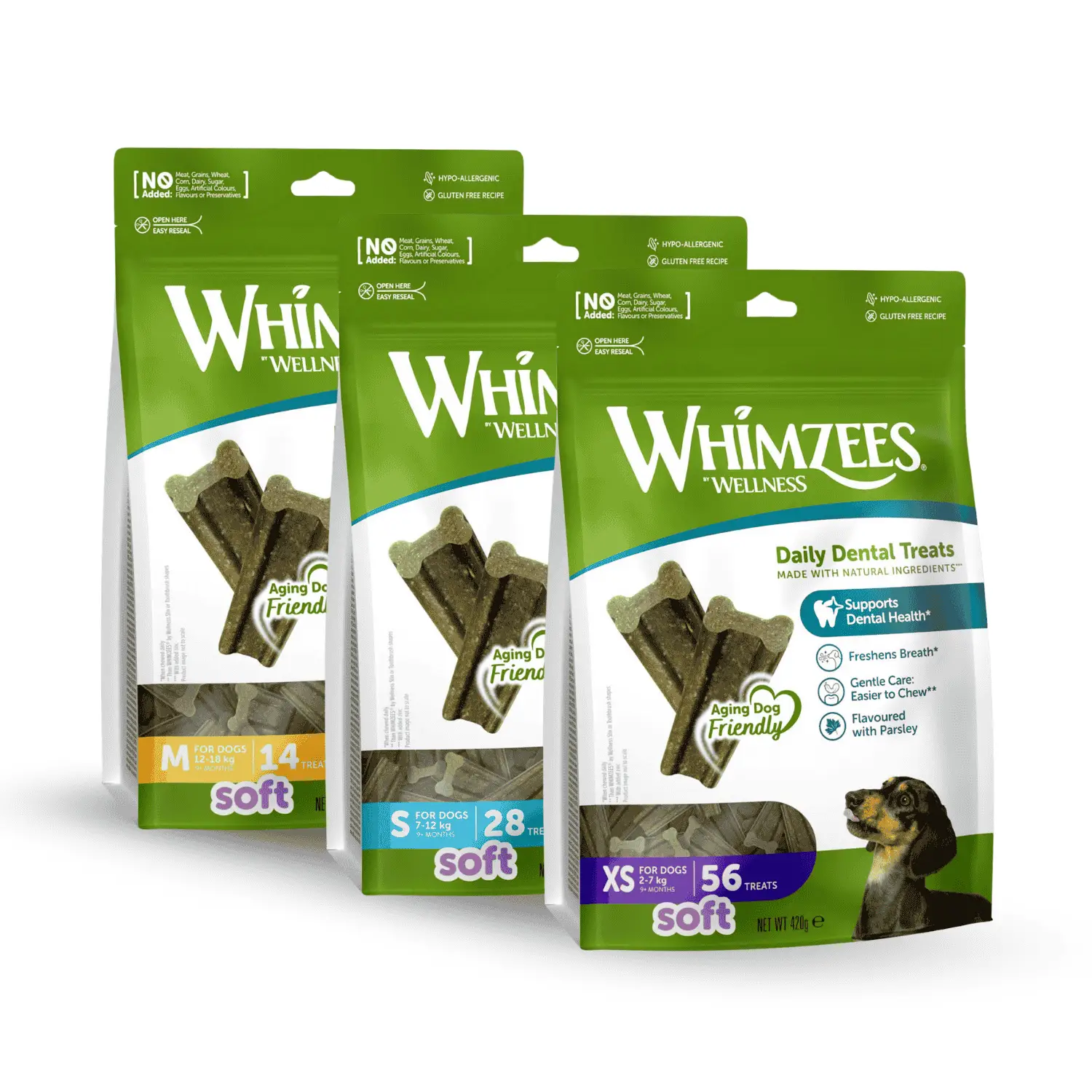 Whimzees Soft Value Snack Blandos para Perros - Bolsa de 360 g