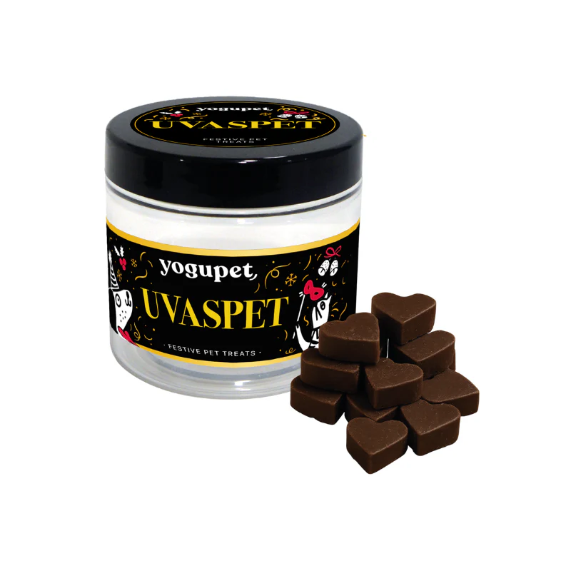 Yogupet Navidad Uvaspet Snack Semihúmedo con Salmón y Kéfir para Perros y Gatos 100 g Alternativa Uvas Año Nuevo